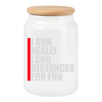 I Run Really Long Distances For Fun Marathon Sport - Keksdose mit Holzdeckel - Weiß - Vorne