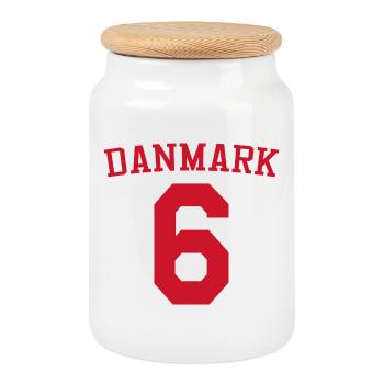 Danemark 6 – Conception du texte rouge - Boîte à biscuits avec couvercle en bois - blanc - Devant
