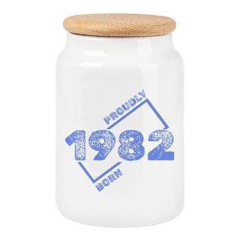1982 1982 - Keksdose mit Holzdeckel - Weiß - Vorne