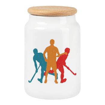 Joueurs de hockey sur gazon Hockey Hockey Retro Kids - Boîte à biscuits avec couvercle en bois - blanc - Devant