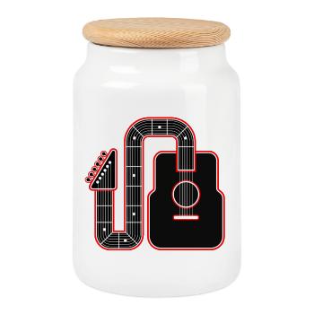 Art abstrait de la guitare - Boîte à biscuits avec couvercle en bois - blanc - Devant