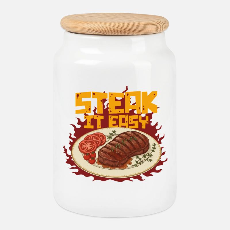 Steak It Easy - Keksdose mit Holzdeckel - Weiß