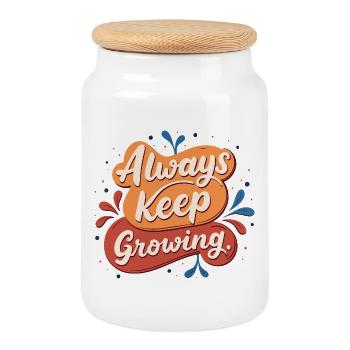 Always Growing Positive Growth - Cookie Jar with Wooden Lid - white - Front