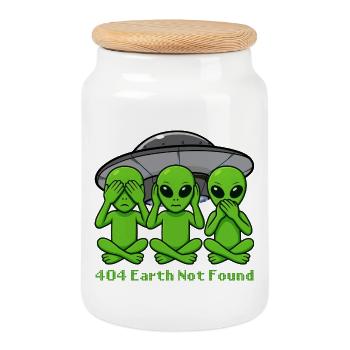 404 Earth Not Found Alien Shirt – Funny UFO Design - Keksdose mit Holzdeckel - Weiß - Vorne