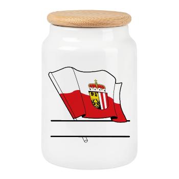 Drapeau de Haute-Autriche – Espace textuel - Boîte à biscuits avec couvercle en bois - blanc - Devant