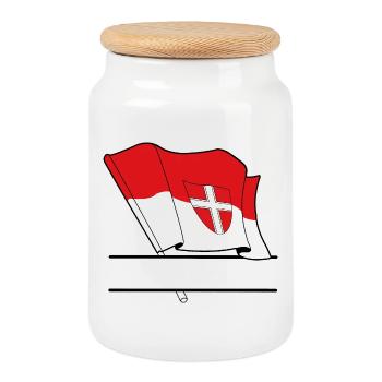 Wien Flag Namespace - Cookie Jar with Wooden Lid - white - Front