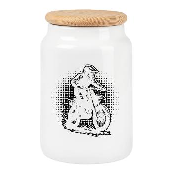Pure motocross focus - Cookie Jar with Wooden Lid - white - Front