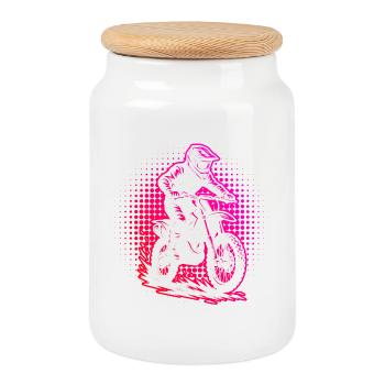 Direct Motocross Statement - Cookie Jar with Wooden Lid - white - Front