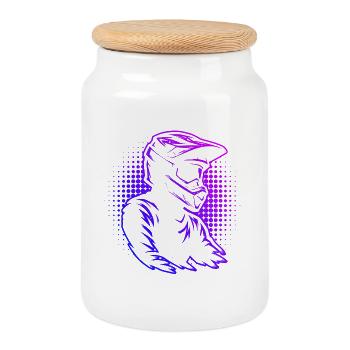 Characterful motocross design - Cookie Jar with Wooden Lid - white - Front