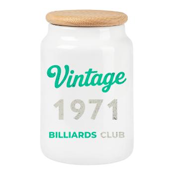 Vintage 1971 – Billiards Club Retro Geburtsjahr - Keksdose mit Holzdeckel - Weiß - Vorne