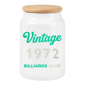 Vintage 1972 – Billiards Club Année de naissance rétro - Boîte à biscuits avec couvercle en bois - blanc - Devant