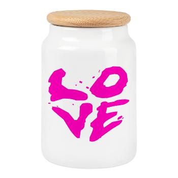 Pink Graffiti Love Heart Art - Cookie Jar with Wooden Lid - white - Front
