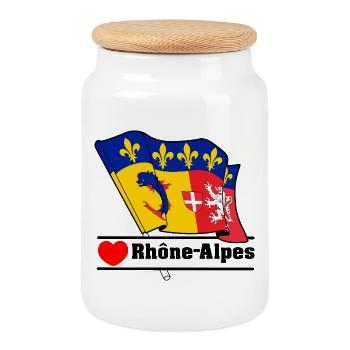 Rhône-Alpes-Herz - Keksdose mit Holzdeckel - Weiß - Vorne