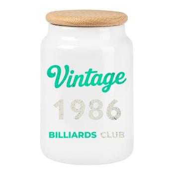 Vintage 1986 – Année de naissance rétro du Billiards Club - Boîte à biscuits avec couvercle en bois - blanc - Devant