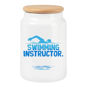 Schwimmlehrer Meilleur Instructeur de Natation De Tous les Temps - Boîte à biscuits avec couvercle en bois - blanc - Devant