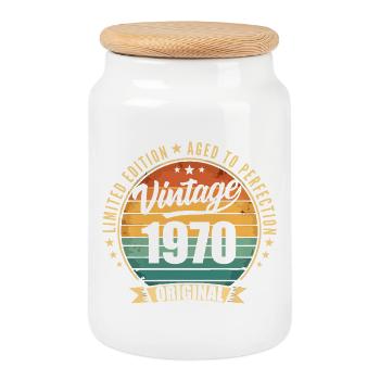 Millésime 1970 Anniversaire Limited Edition 1970 - Boîte à biscuits avec couvercle en bois - blanc - Devant