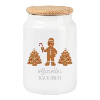 Cookies Baking Christmas Time Cookies Gingerbread - Cookie Jar with Wooden Lid - white - Front