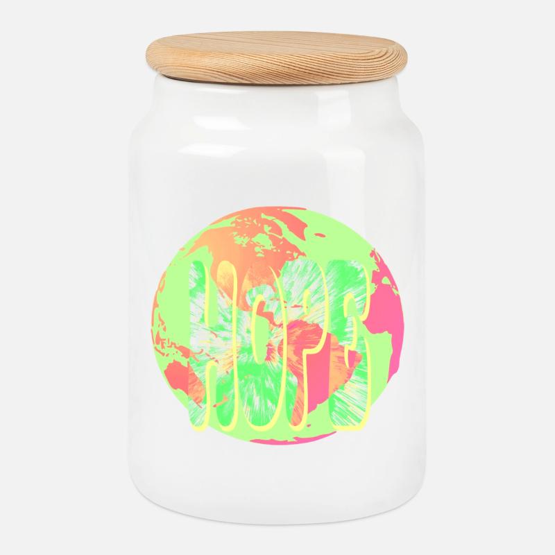 Hope Neon Tie-Dye Circular - Keksdose mit Holzdeckel - Weiß
