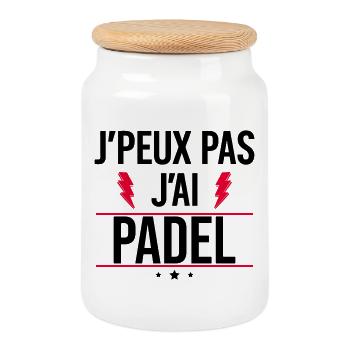 I can't I have padel Humour Padel - Cookie Jar with Wooden Lid - white - Front