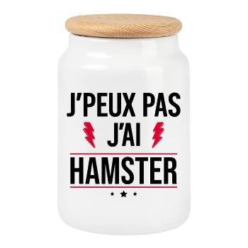 J’peux pas j’ai hamster Humour Hamster - Boîte à biscuits avec couvercle en bois - blanc - Devant