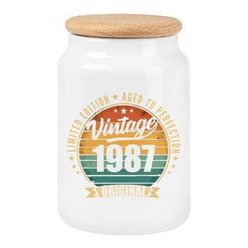 Millésime 1987 Anniversaire Limited Edition 1987 - Boîte à biscuits avec couvercle en bois - blanc - Devant