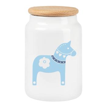 Dala Horse Suède Tradition de Noël Wood Xmas - Boîte à biscuits avec couvercle en bois - blanc - Devant