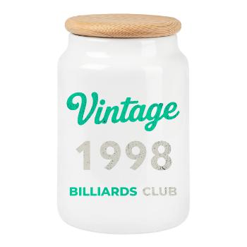 Vintage 1998 – Billiards Club Retro Geburtsjahr - Keksdose mit Holzdeckel - Weiß - Vorne