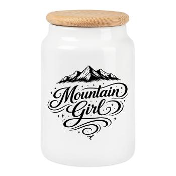 Mountain Girl Berge - Keksdose mit Holzdeckel - Weiß - Vorne