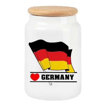 Drapeau allemand avec cœur - Boîte à biscuits avec couvercle en bois - blanc - Devant