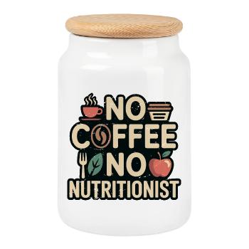 Nutritionniste sans café Coach de santé Amoureux du café - Boîte à biscuits avec couvercle en bois - blanc - Devant