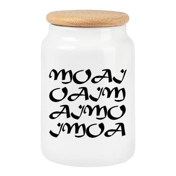 Berühmtes Tetragrammaton MOAI von Shakespear - Keksdose mit Holzdeckel - Weiß - Vorne