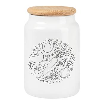 Botanical Vegetable Lineart - Cookie Jar with Wooden Lid - white - Front