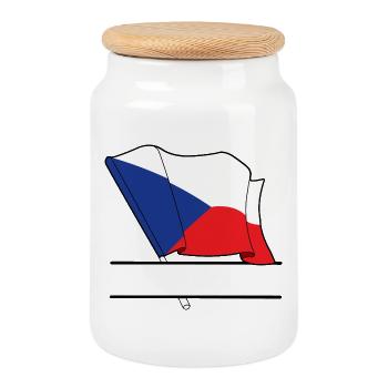 RÉPUBLIQUE TCHÈQUE – Drapeau personnalisé - Boîte à biscuits avec couvercle en bois - blanc - Devant