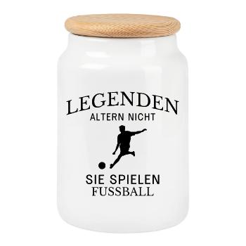Les légendes jouent au football Dicton. - Boîte à biscuits avec couvercle en bois - blanc - Devant