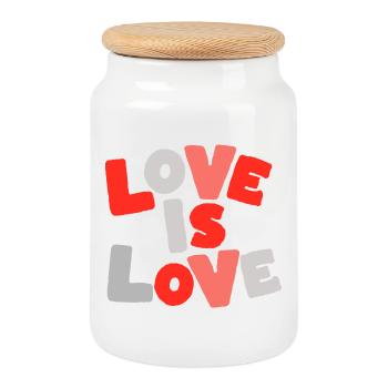 Love Is Love – Bunte Typo mit Herzen - Keksdose mit Holzdeckel - Weiß - Vorne
