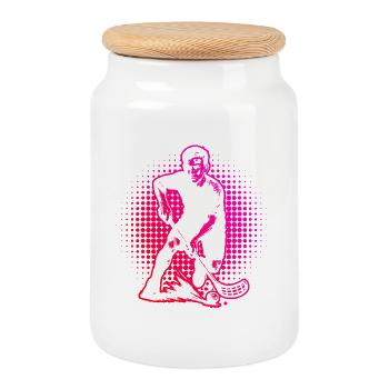 Floorball Fokus pur - Keksdose mit Holzdeckel - Weiß - Vorne