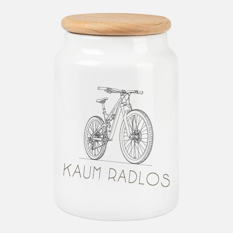 VTT À peine sans roues Dessin minimal en lignes - Boîte à biscuits avec couvercle en bois - blanc