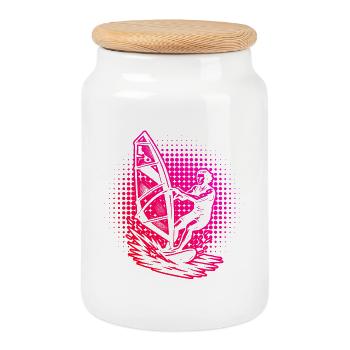 Direct Windsurfing Statement - Cookie Jar with Wooden Lid - white - Front