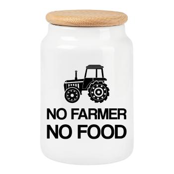 No Farmers No Food Politics Protest Statement - Cookie Jar with Wooden Lid - white - Front