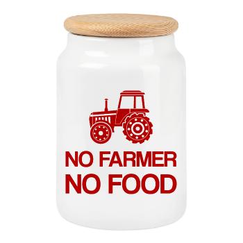 No Farmer No Food Politics Protest Farmers Farmer - Cookie Jar with Wooden Lid - white - Front