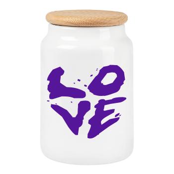 Love Statement Urban Typography - Cookie Jar with Wooden Lid - white - Front