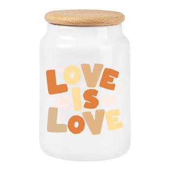 L’amour, c’est l’amour Lettres pastel - Boîte à biscuits avec couvercle en bois - blanc - Devant