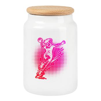 Un motif réservé au handball pour les femmes - Boîte à biscuits avec couvercle en bois - blanc - Devant