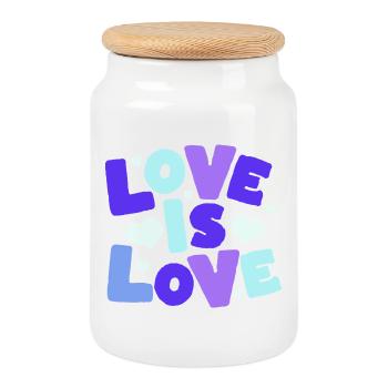 Love is Love Pastel Hearts - Cookie Jar with Wooden Lid - white - Front
