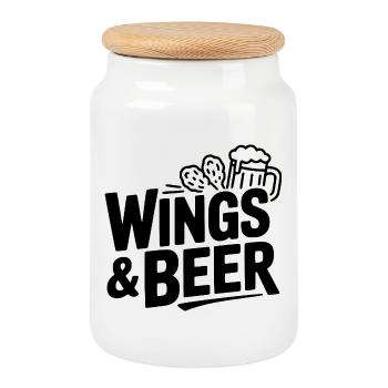 Wings and Beer - Keksdose mit Holzdeckel - Weiß - Vorne