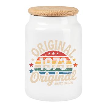 1973 Vintage Limited Edition Gift 1973 - Cookie Jar with Wooden Lid - white - Front