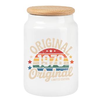 1978 Vintage Édition limitée Cadeau 1978 - Boîte à biscuits avec couvercle en bois - blanc - Devant