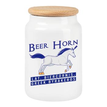 Beer Horn - Licorne de bière Véritables créatures mythiques - Boîte à biscuits avec couvercle en bois - blanc - Devant