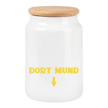 Il y a de la bière, là-bas dans la bouche - Boîte à biscuits avec couvercle en bois - blanc - Devant