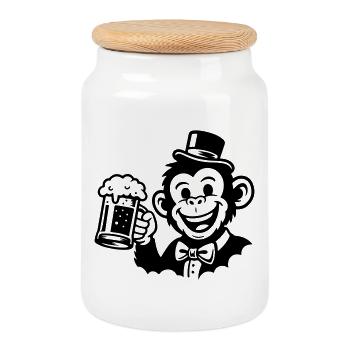 Le Marié Singe Célibataire - Boîte à biscuits avec couvercle en bois - blanc - Devant